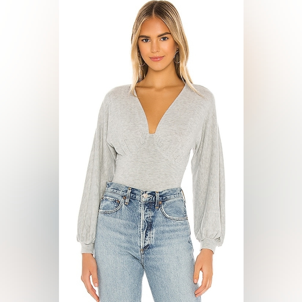MAJORELLE Light Gray V-Neck Bodysuit